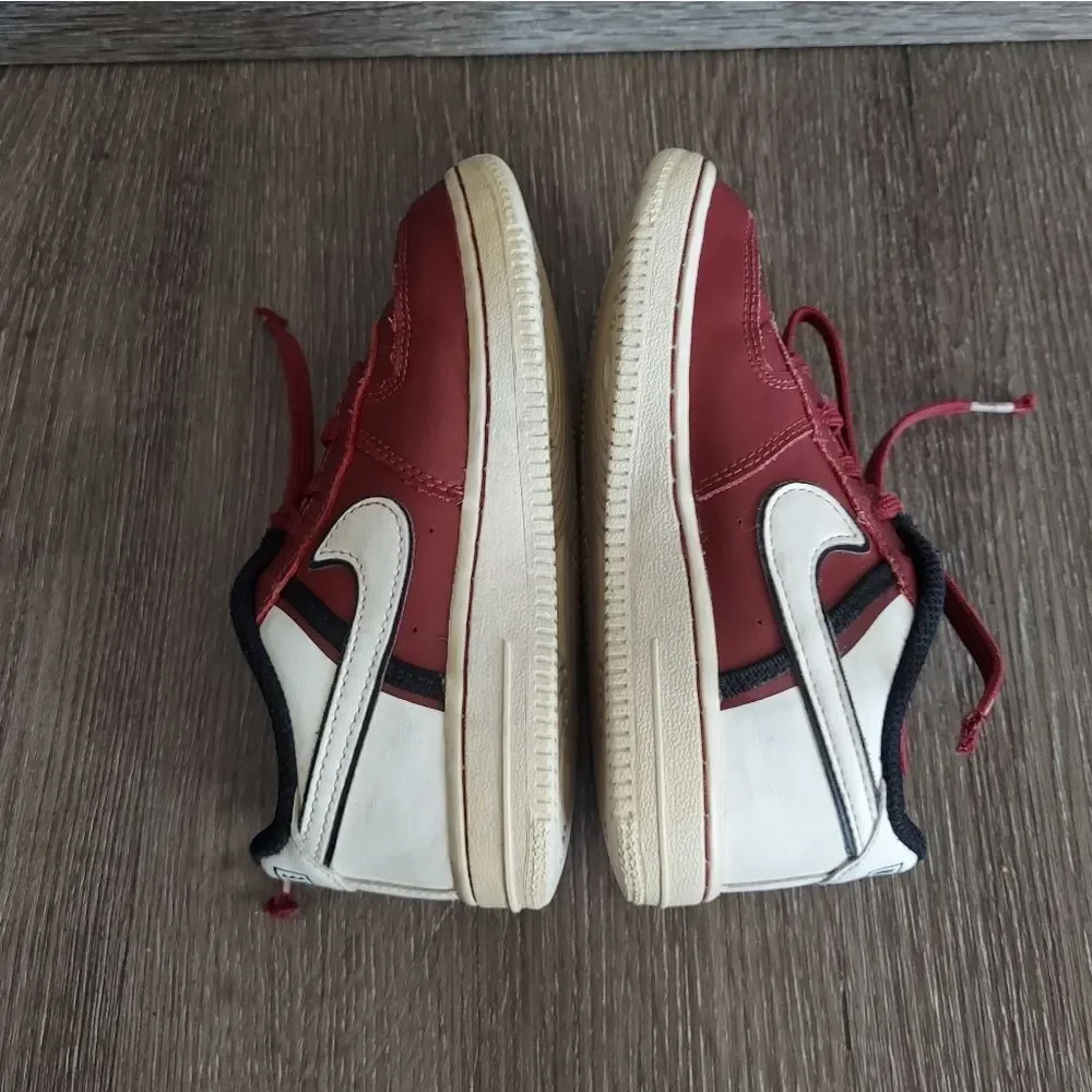 Nike Air Force One LV8 2 Toddler Shoes Maroon/White/Black Size 10C